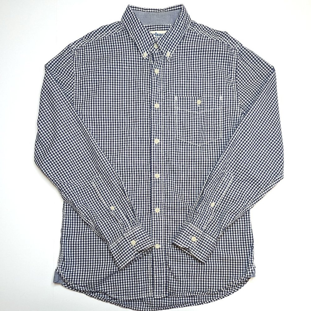 Urban Pipeline Long Sleeve Button-Up Shirt Navy White Checkered Men's Sz Small